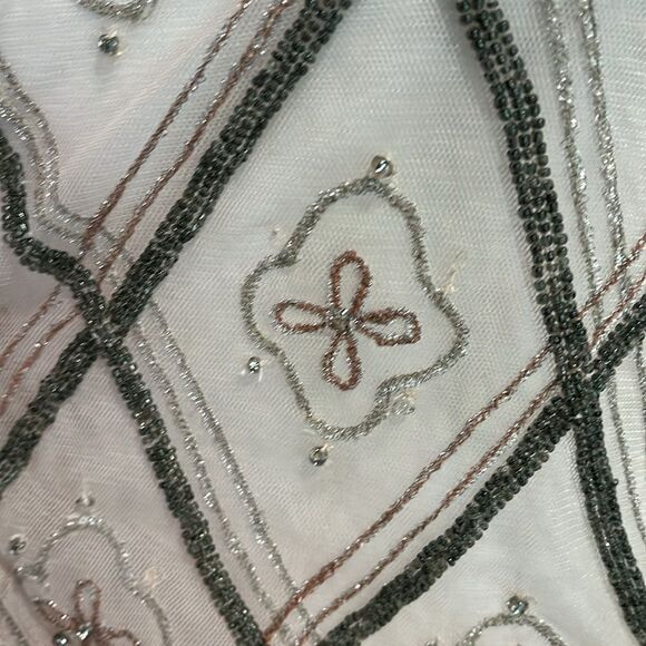 Free People boho intricately beaded embroidered blush sheer top XS TP LOOSE FIT - Picture 14 of 17